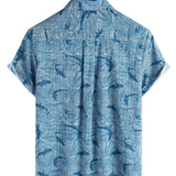 Men's Ocean Shark Hawaiian-Style Cotton Short-Sleeve Shirt