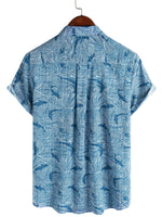 Men's Ocean Shark Hawaiian-Style Cotton Short-Sleeve Shirt