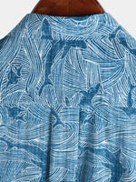 Hawaiian Short-Sleeve Shirt, Ocean Shark Motif, Summer