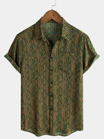 Summer Botanical Print Short Sleeve Shirt