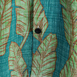 Hawaiian Short-Sleeve Shirt, Green Tropical Leaf Motif, Summer
