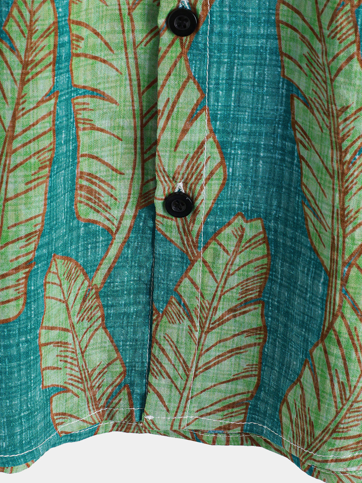 Hawaiian Short-Sleeve Shirt, Green Tropical Leaf Motif, Summer