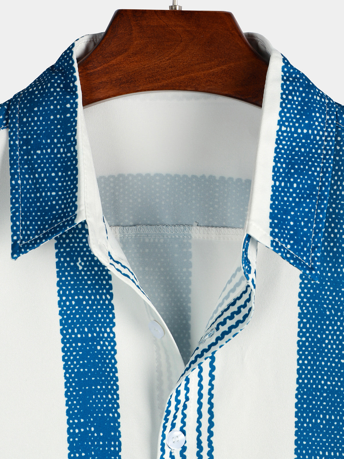 Casual Vintage Blue Vertical Stripe Short-Sleeve Shirt