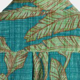 Hawaiian Short-Sleeve Shirt, Green Tropical Leaf Motif, Summer