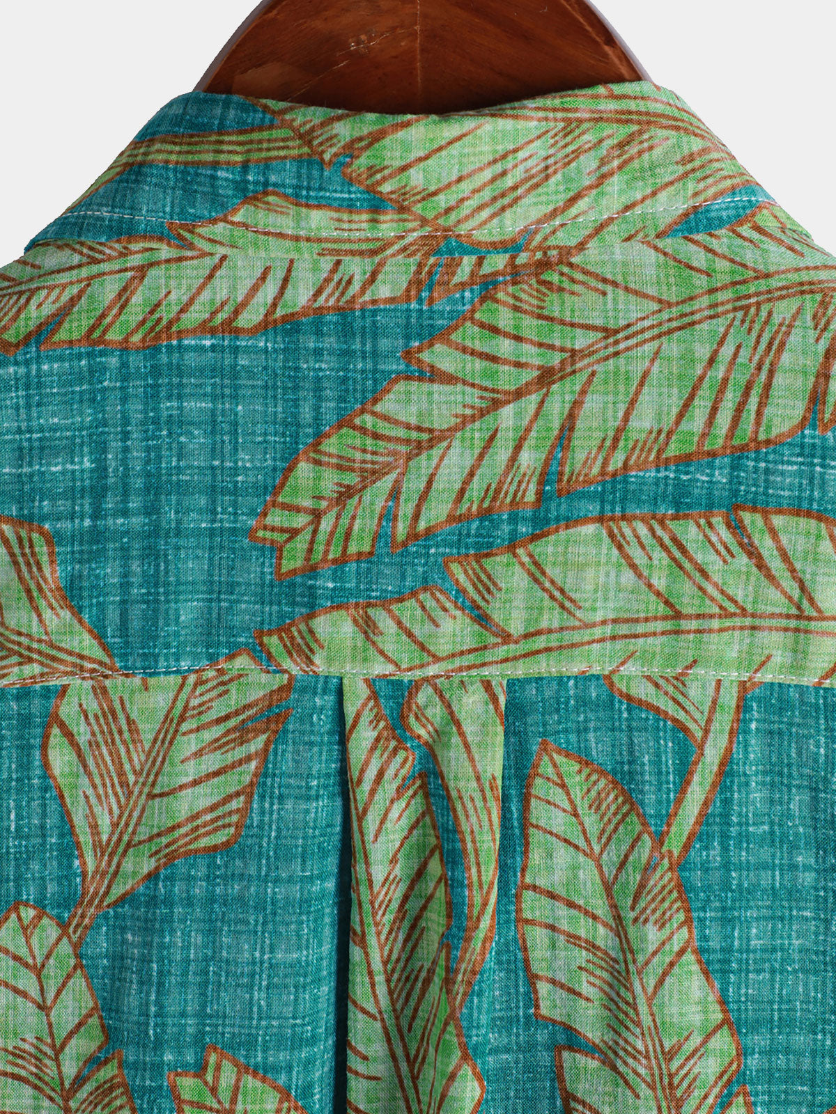 Hawaiian Short-Sleeve Shirt, Green Tropical Leaf Motif, Summer