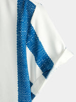 Casual Vintage Blue Vertical Stripe Short-Sleeve Shirt
