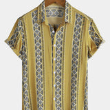 Vintage Striped Buttoned Lightweight Relaxed Short Sleeve Shirt