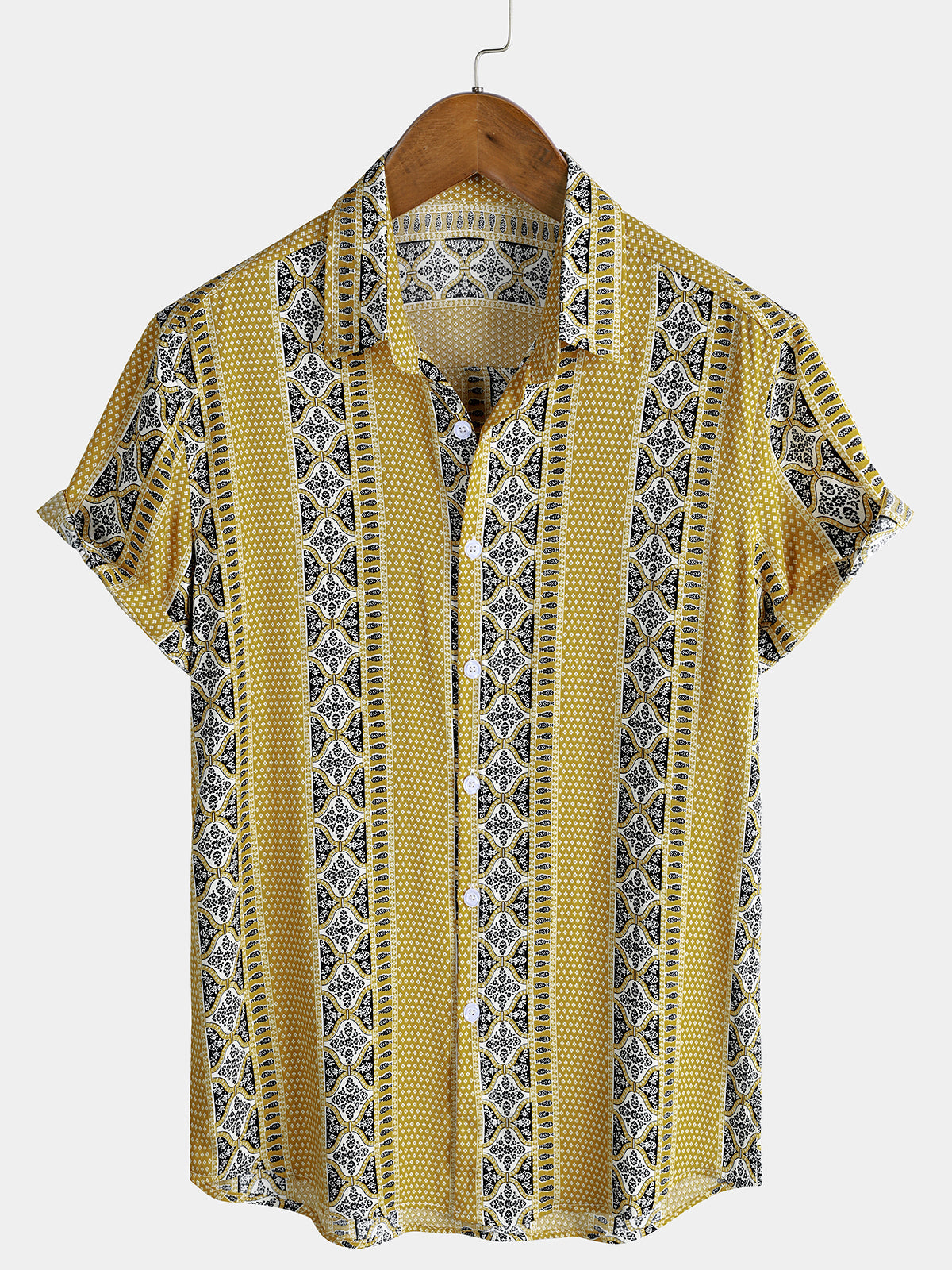 Vintage Striped Buttoned Lightweight Relaxed Short Sleeve Shirt