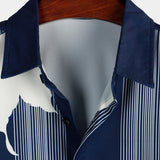 Short-Sleeve Vintage Aloha Hawaiian Vertical Striped Shirt