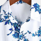 Blue Floral Print Short Sleeve Shirt