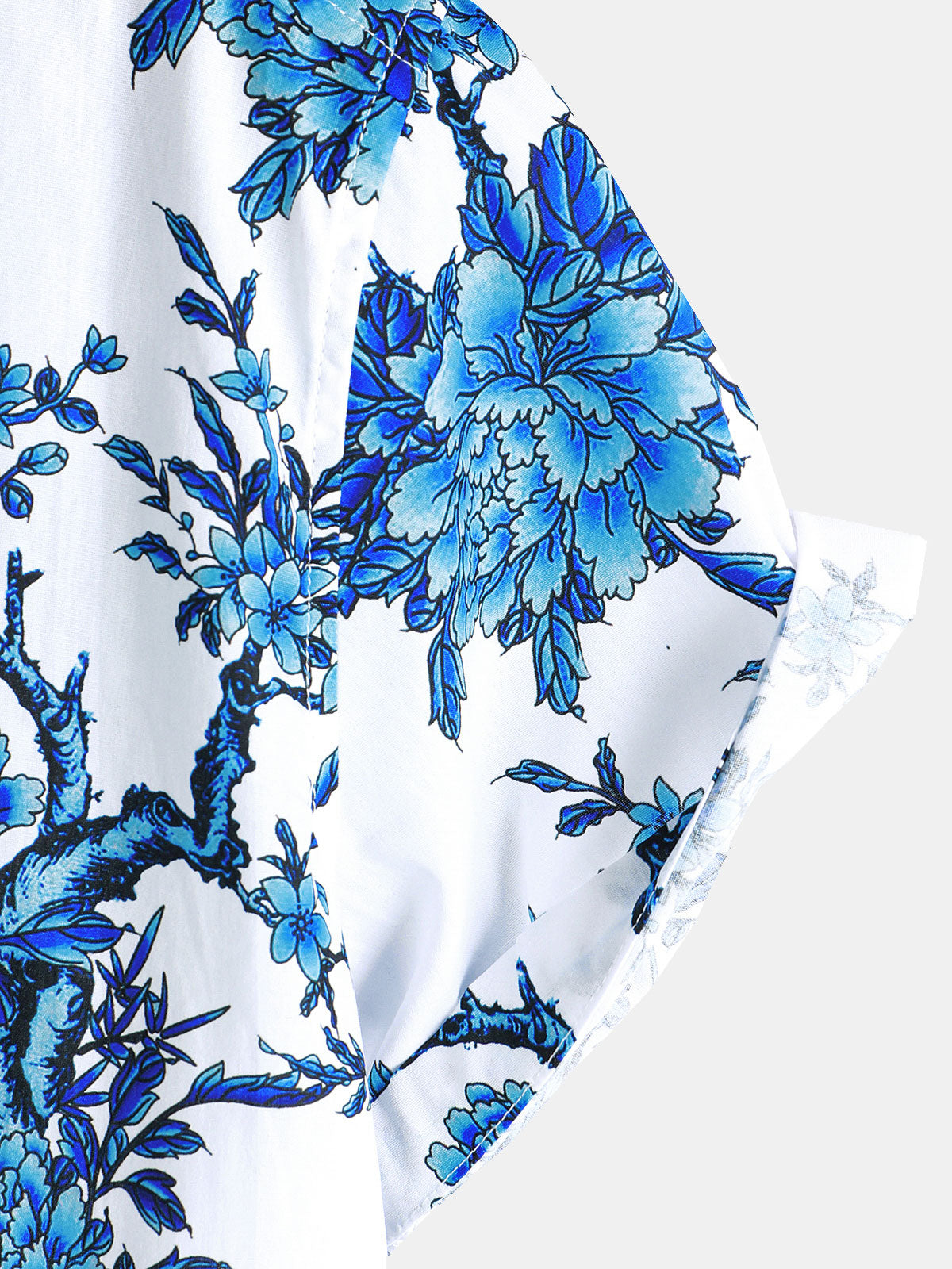 Blue Floral Print Short Sleeve Shirt