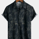 Elegant Casual Short-Sleeve Retro Floral Print Shirt