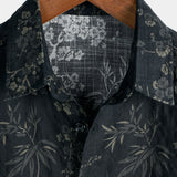 Elegant Casual Short-Sleeve Retro Floral Print Shirt