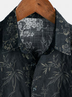 Elegant Casual Short-Sleeve Retro Floral Print Shirt
