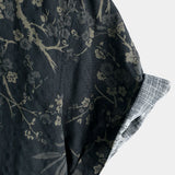 Elegant Casual Short-Sleeve Retro Floral Print Shirt
