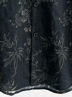 Elegant Casual Short-Sleeve Retro Floral Print Shirt