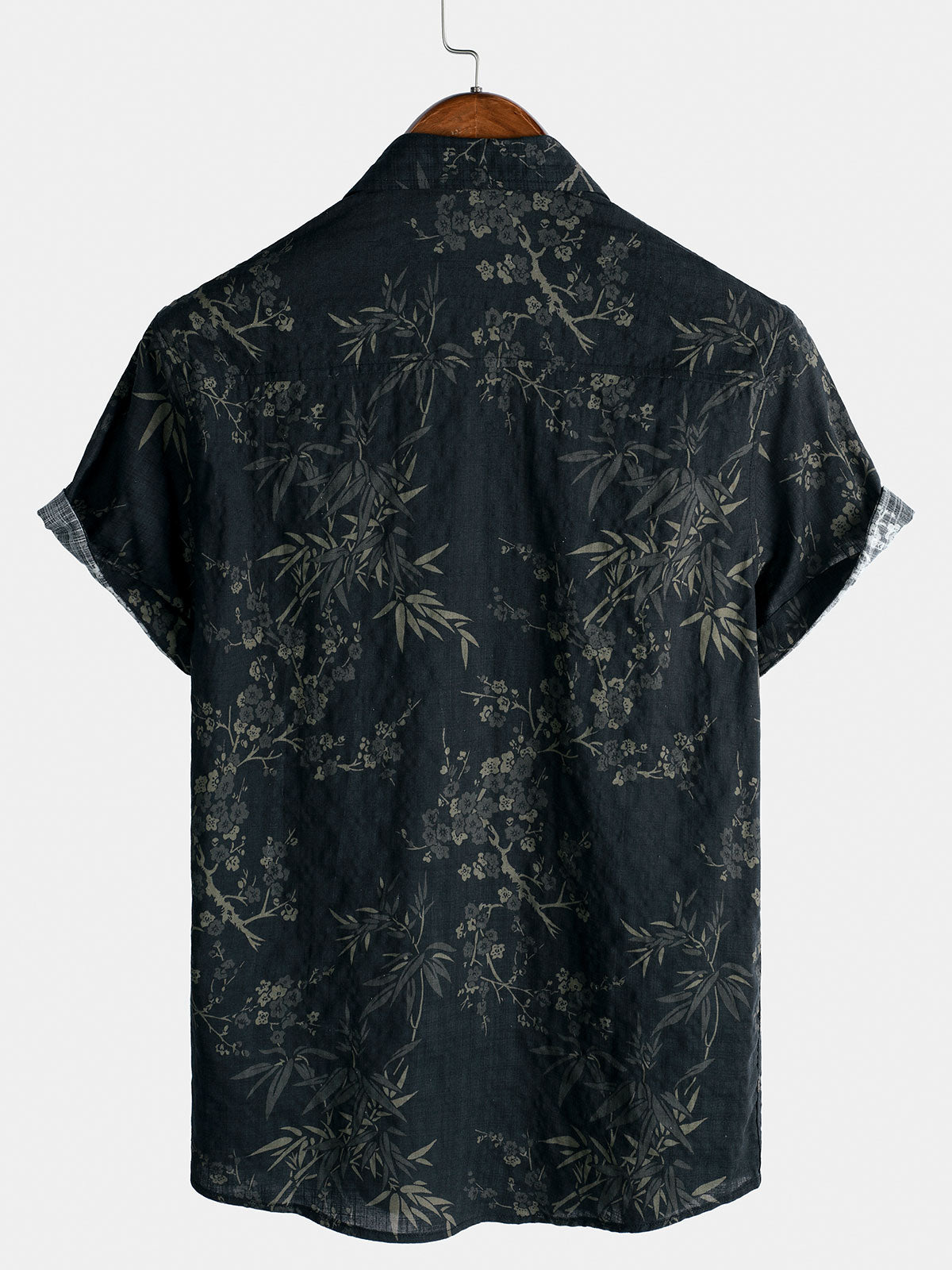 Elegant Casual Short-Sleeve Retro Floral Print Shirt
