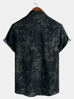 Elegant Casual Short-Sleeve Retro Floral Print Shirt