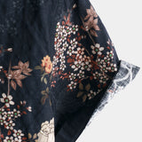 Button-Up Short Sleeve Shirt with Retro Floral Pattern, Ideal for Vacation