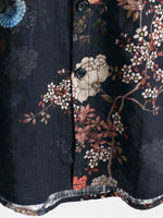 Button-Up Short Sleeve Shirt with Retro Floral Pattern, Ideal for Vacation