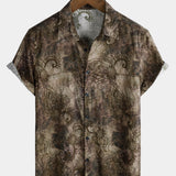 Short-Sleeve Retro Print Vacation Style Shirt