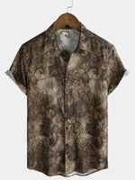 Short-Sleeve Retro Print Vacation Style Shirt