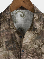Short-Sleeve Retro Print Vacation Style Shirt