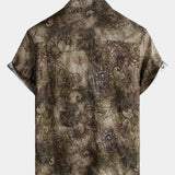 Short-Sleeve Retro Print Vacation Style Shirt