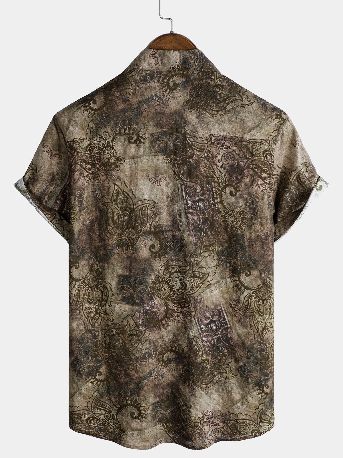 Short-Sleeve Retro Print Vacation Style Shirt