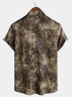 Short-Sleeve Retro Print Vacation Style Shirt