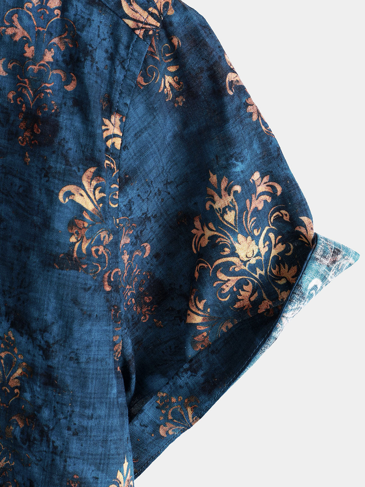 Button-Up Short Sleeve Shirt, Retro Style, Blue, Summer