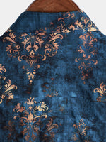 Button-Up Short Sleeve Shirt, Retro Style, Blue, Summer