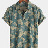 2-Pack | Vintage Blue Floral Short-Sleeve Retro Summer Vacation Shirt