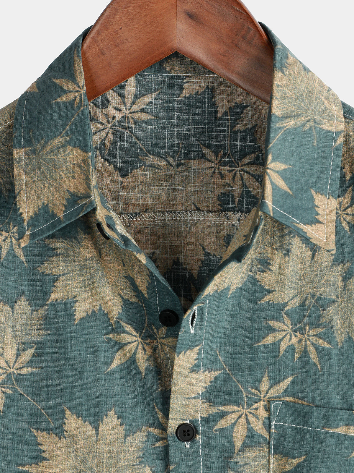 Short-Sleeve Summer Shirt with Pocket and Maple Leaf