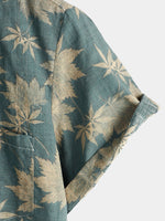 2-Pack | Vintage Blue Floral Short-Sleeve Retro Summer Vacation Shirt