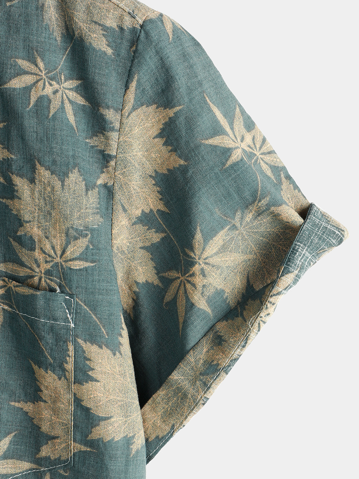 Short-Sleeve Summer Shirt with Pocket and Maple Leaf