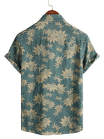 Men's Summer T-Shirt with Short Sleeve Cotton with Maple Leaf Pattern