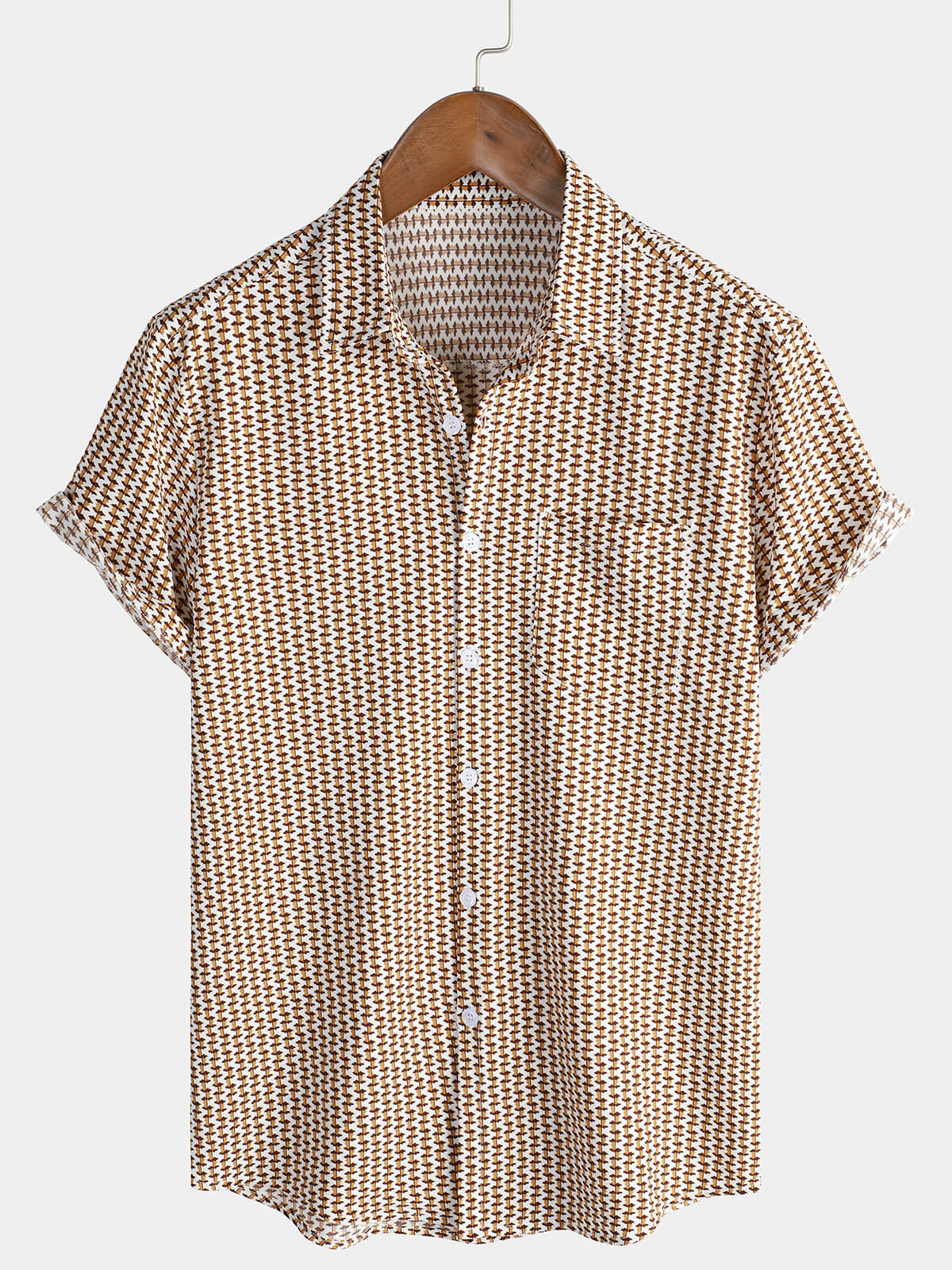Khaki Button-Up Short Sleeve Shirt