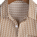 Men's Cotton Shirt for Vacation Short Sleeve Khaki with Buttons