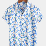 Light Blue Short Sleeve Shirt with Floral Print