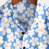 Light Blue Short Sleeve Shirt with Floral Print
