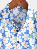 Light Blue Short Sleeve Shirt with Floral Print