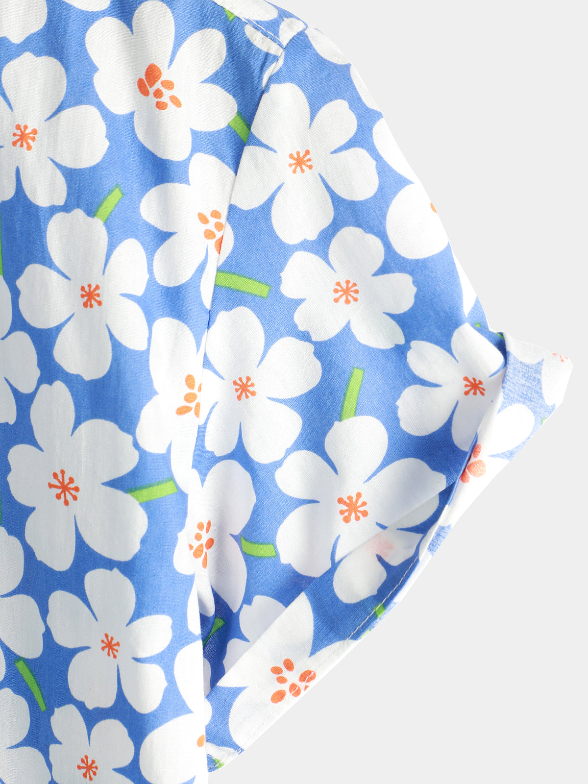 Light Blue Short Sleeve Shirt with Floral Print