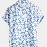 Light Blue Short Sleeve Shirt with Floral Print