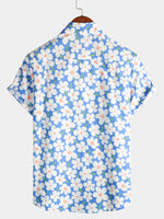 Light Blue Short Sleeve Shirt with Floral Print