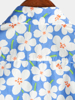 Light Blue Short Sleeve Shirt with Floral Print