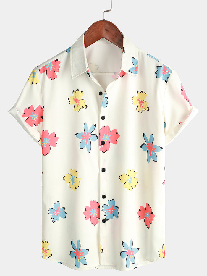 White Floral Print Summer Shirt