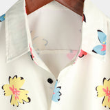 White Floral Print Summer Shirt