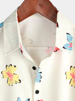 White Floral Print Summer Shirt
