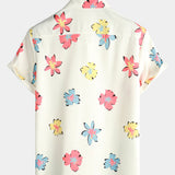 White Floral Print Summer Shirt